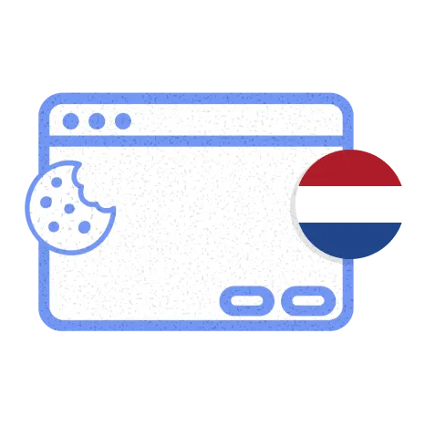 A browser window with a cookie and a round Dutch flag