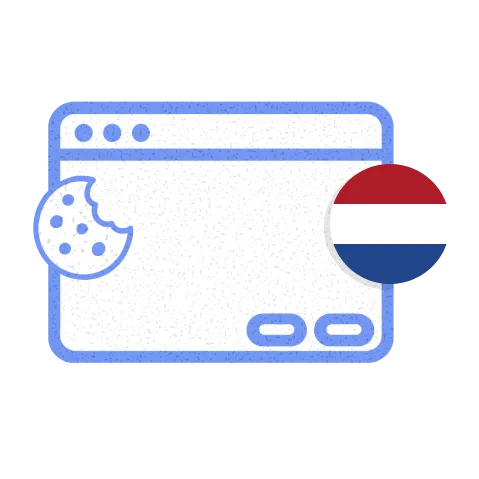 A browser window with a cookie and a round Dutch flag