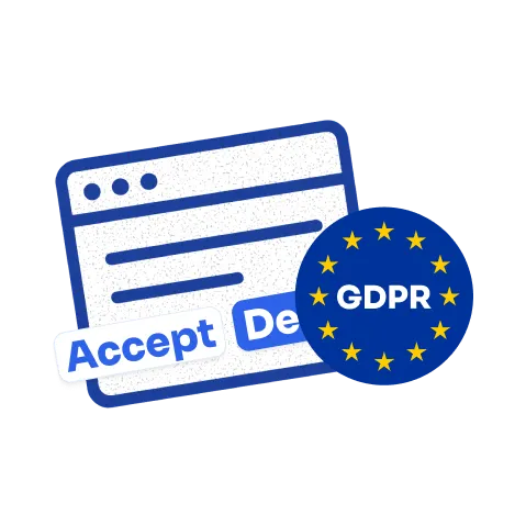 Cookie banner with Accept and Deny buttons next to an EU GDPR badge