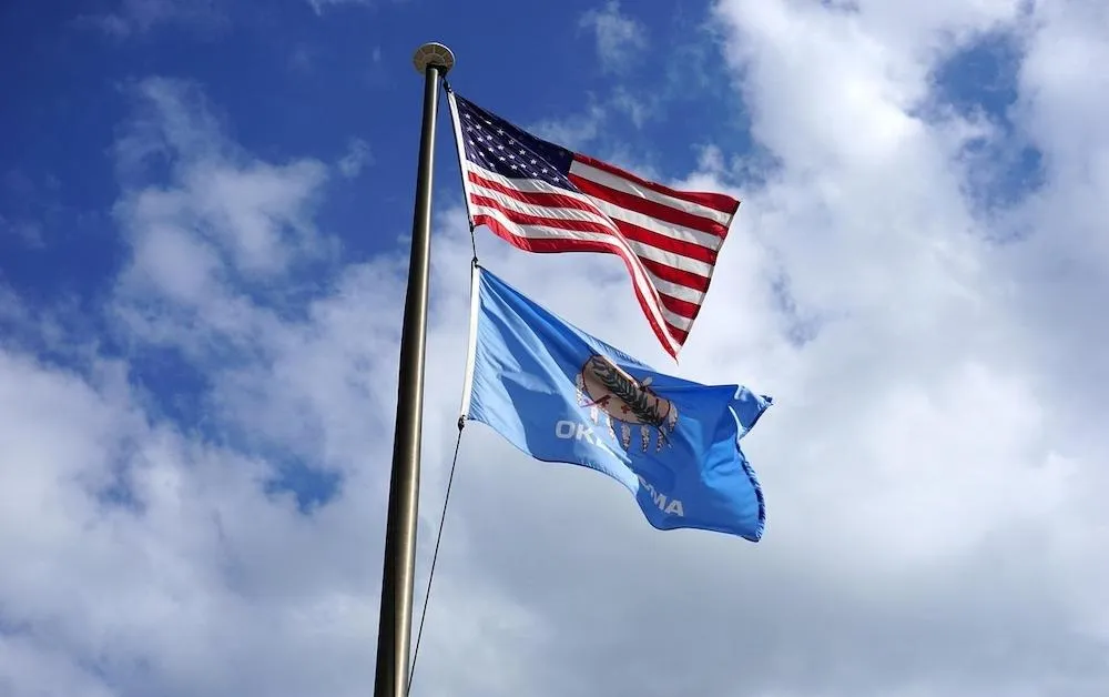 Oklahoma and US flags