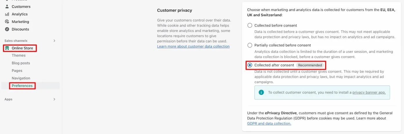 Pandectes GDPR Compliance App for Shopify - How Shopify API for GDPR &amp; CCPA &amp; LGPD compliance works - Preferences