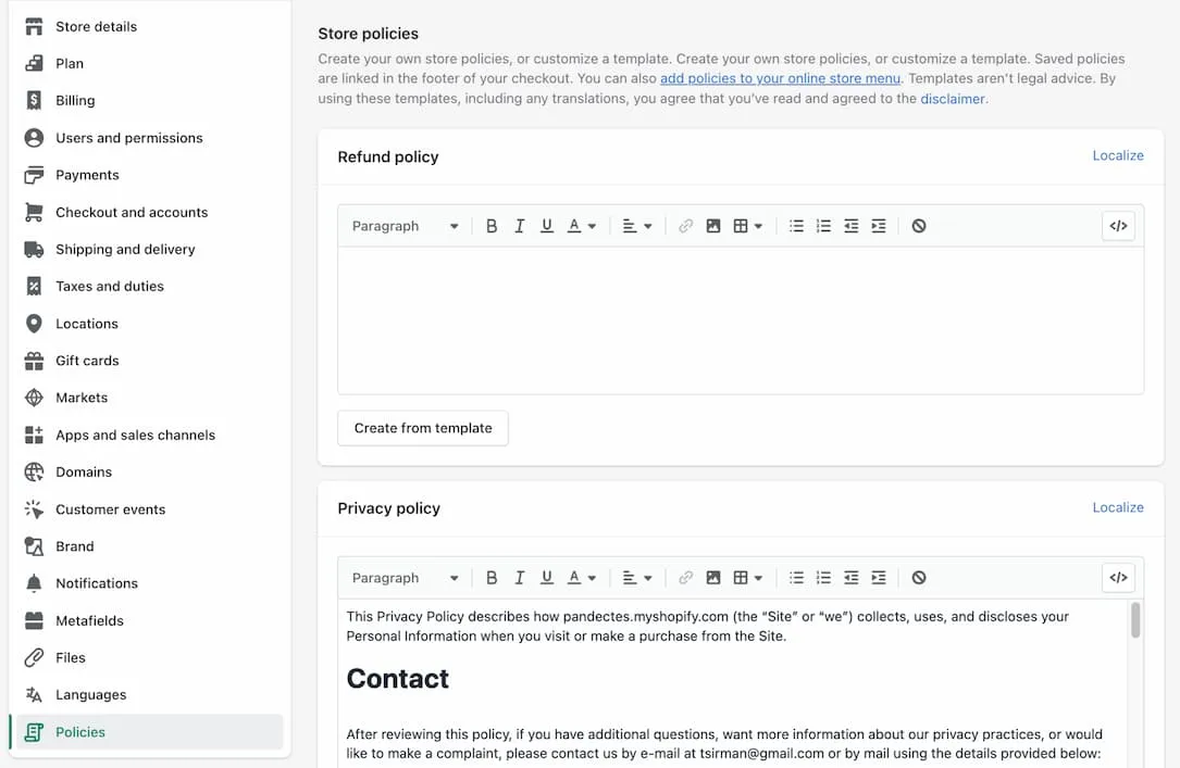 Pandectes GDPR Compliance App for Shopify - How do I create a privacy policy on Shopify - Policies