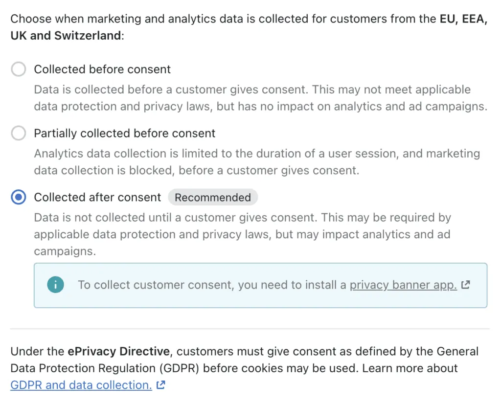 ePrivacy Directive on Shopify - preferences