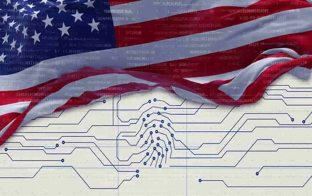 US flag over circuit