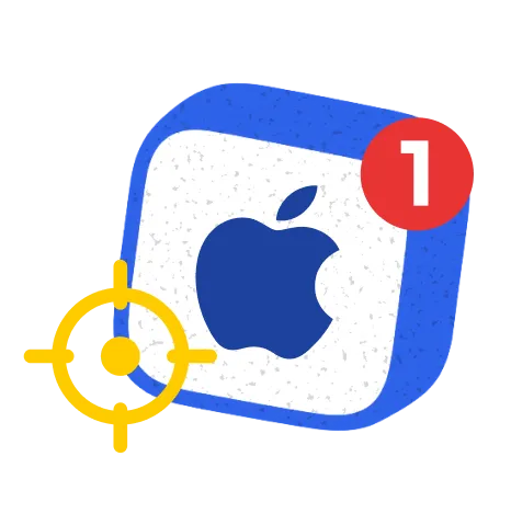 An app icon with a target and a tracking notification badge