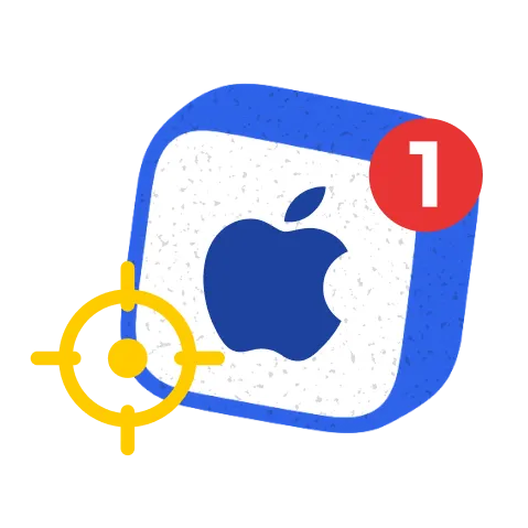 An app icon with a target and a tracking notification badge