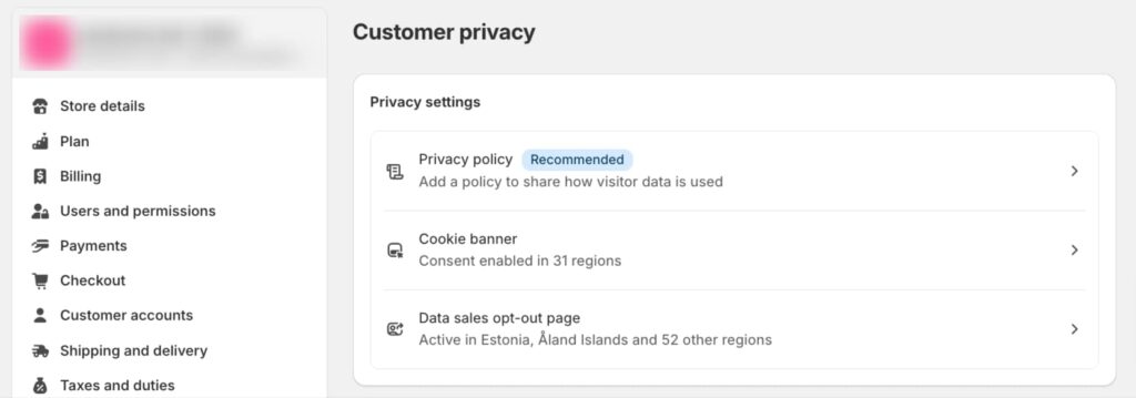 Shopify Customer Privacy