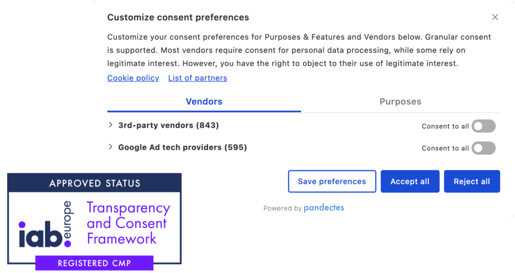 Pandectes GDPR Compliance - IAB TCF v2.2