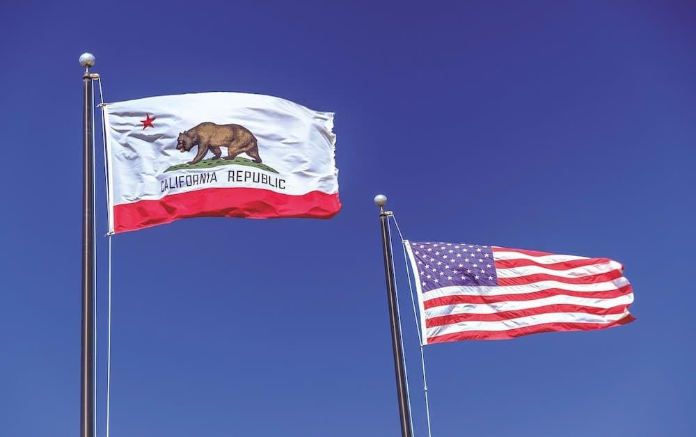 California and US flags