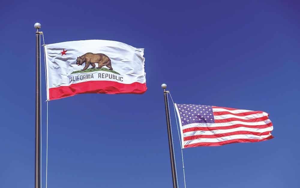 flags of USA and CA