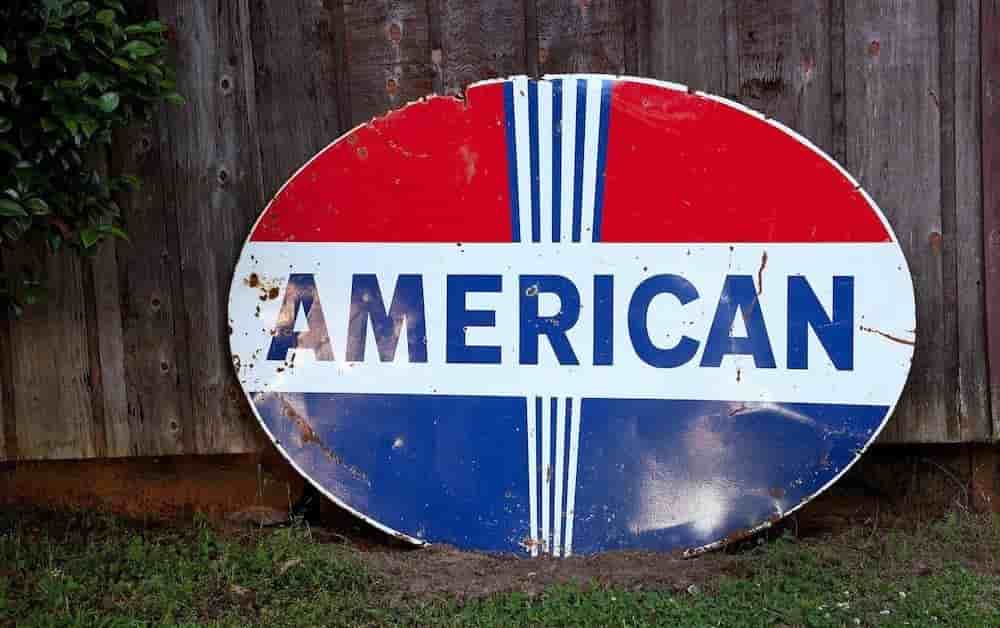 American text on metal