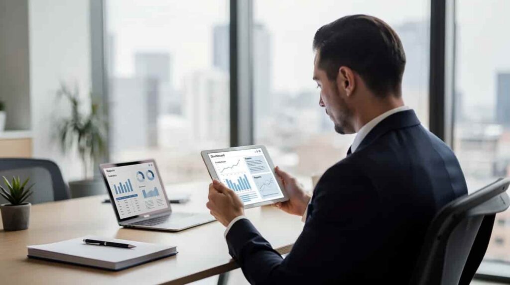 man holding tablet